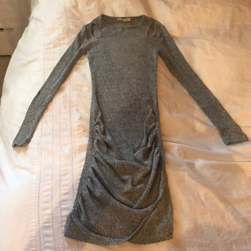 Gray bodycon long sleeve dress (S)